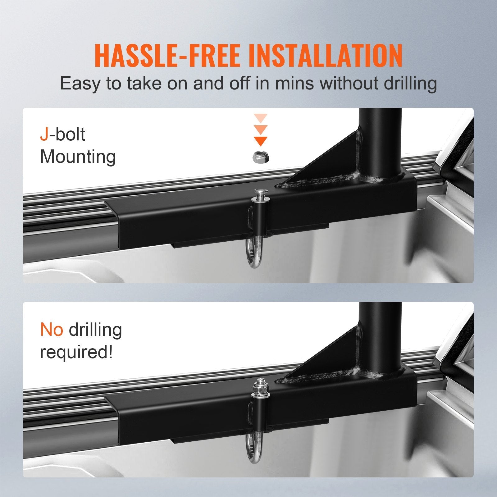 VEVOR Truck Rack, 46-71inch Width, 800 lbs Capacity, Extendable Steel Ladder Rack for Truck with 4 Non-Drilling J-bolts, Heavy Duty Truck Bed Rack Two-Bar Set for Kayak, Surfboard, Lumber, Ladder 