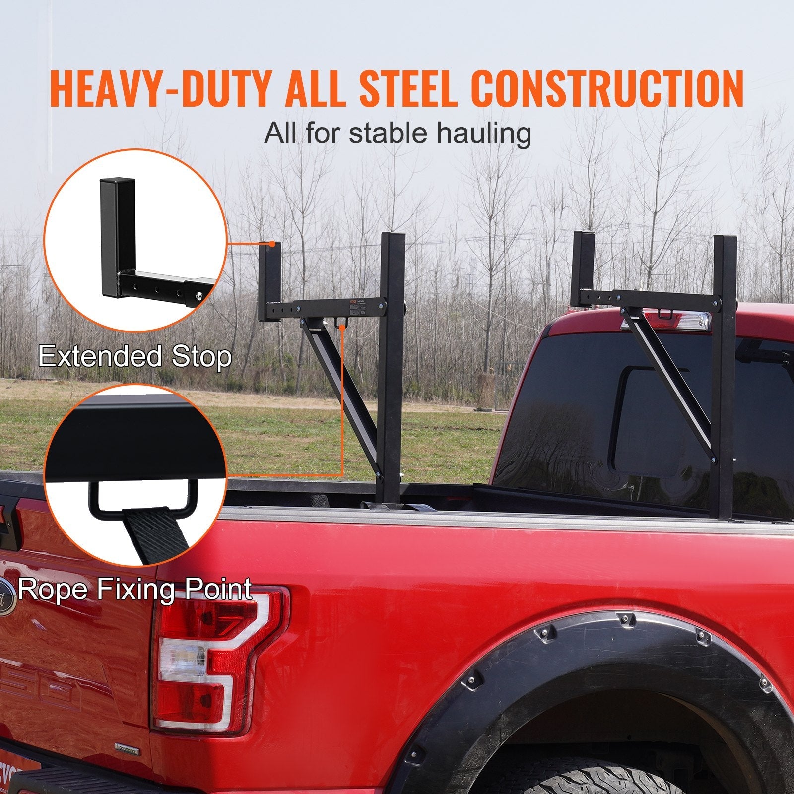 VEVOR Truck Rack Pick up Truck Ladder 19"-34" W 38.6"-43.6" H 250lbs Capacity 
