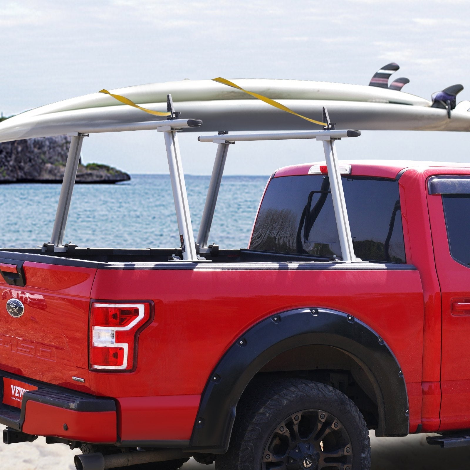 VEVOR Truck Rack, 800 lbs Capacity, 71"x31" Aluminum Ladder Rack for Truck with 8 Non-Drilling C-clamps, Heavy Duty Truck Bed Rack Two-Bar Set for Kayak, Surfboard, Lumber, Ladder 