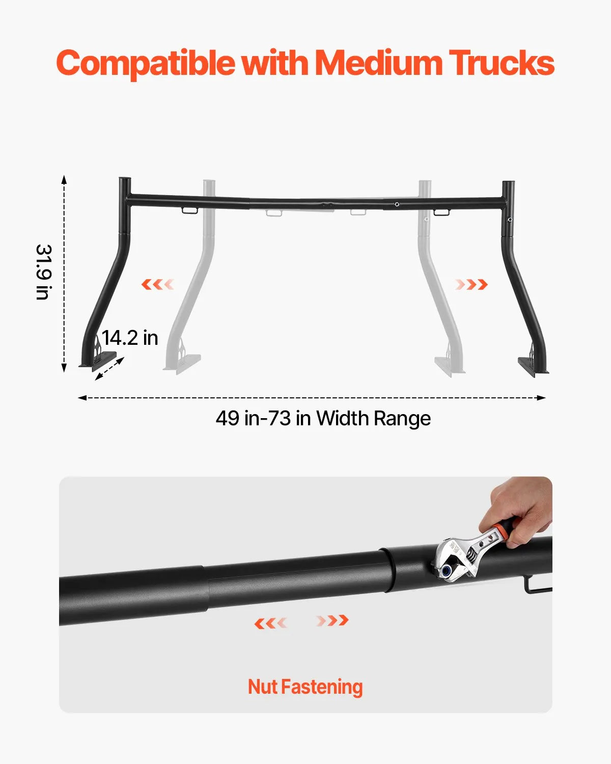 VEVOR Truck Ladder Rack Universal Cargo Rack 800 lbs Capacity for Large Cargo