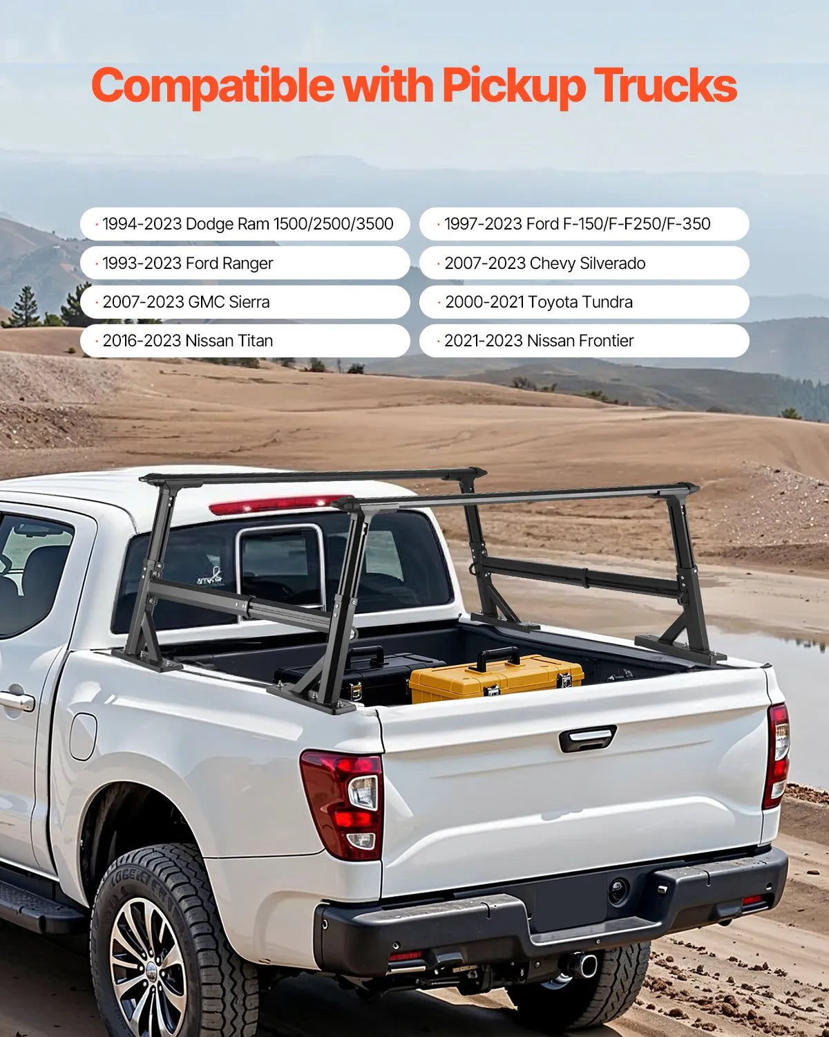 VEVOR Truck Ladder Rack Non-Drilling Bed Rack 800 lbs Capacity for Large Cargo