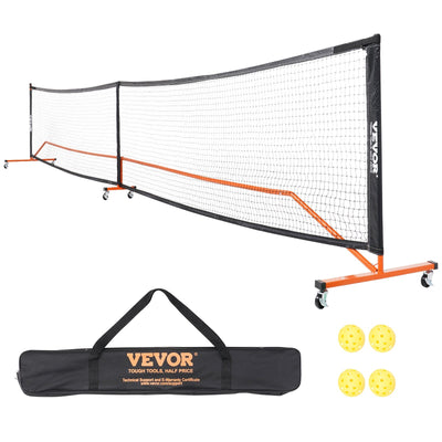 VEVOR Pickleball Net Set, 22FT Regulation Size Portable Pickleball System with Carrying Bag, Balls, and Wheels, Weather Resistant Steady Metal Frame & Strong PE Net, for Outdoor Backyard Driveway 