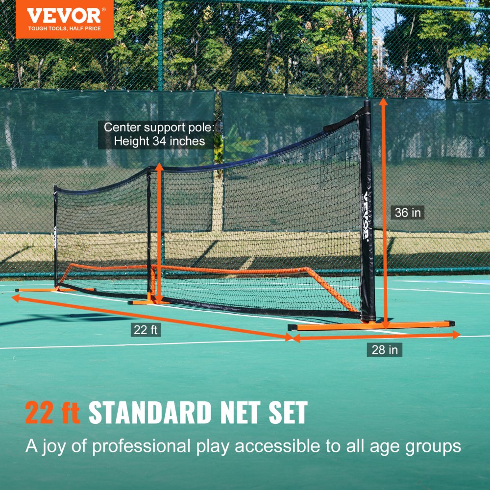 VEVOR Pickleball Net Set, 22FT Regulation Size Portable Pickleball System with Carrying Bag & Balls & Paddles, Weather Resistant Steady Metal Frame & Strong PE Net, for Outdoor Backyard Driveway 