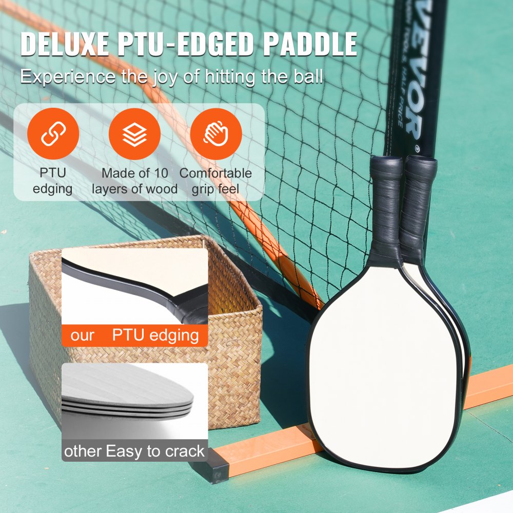 VEVOR Pickleball Net Set, 22FT Regulation Size Portable Pickleball System with Carrying Bag & Balls & Paddles, Weather Resistant Steady Metal Frame & Strong PE Net, for Outdoor Backyard Driveway 