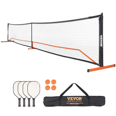 VEVOR Pickleball Net Set, 22FT Regulation Size Portable Pickleball System with Carrying Bag & Balls & Paddles, Weather Resistant Steady Metal Frame & Strong PE Net, for Outdoor Backyard Driveway 