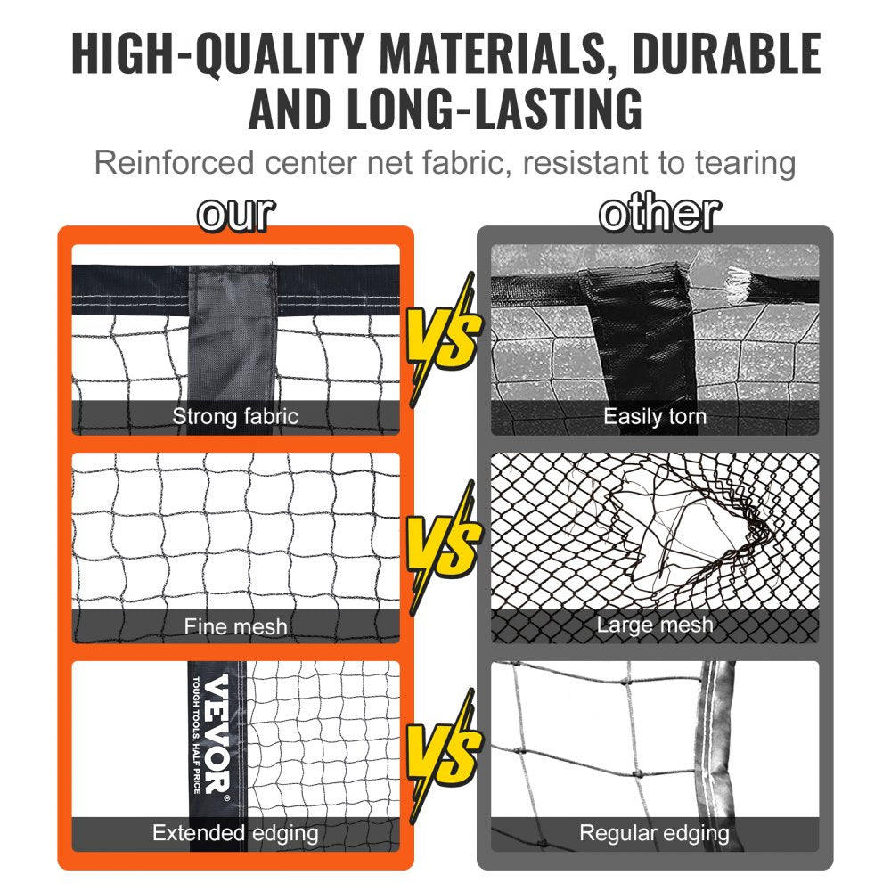 VEVOR Portable Pickleball Net System, 22FT Regulation Size Net, Weather Resistant Steady Metal Frame & Strong PE Net, Outdoor Game Sports Net with Carrying Bag, Easy Setup, Play in Backyard Driveway 