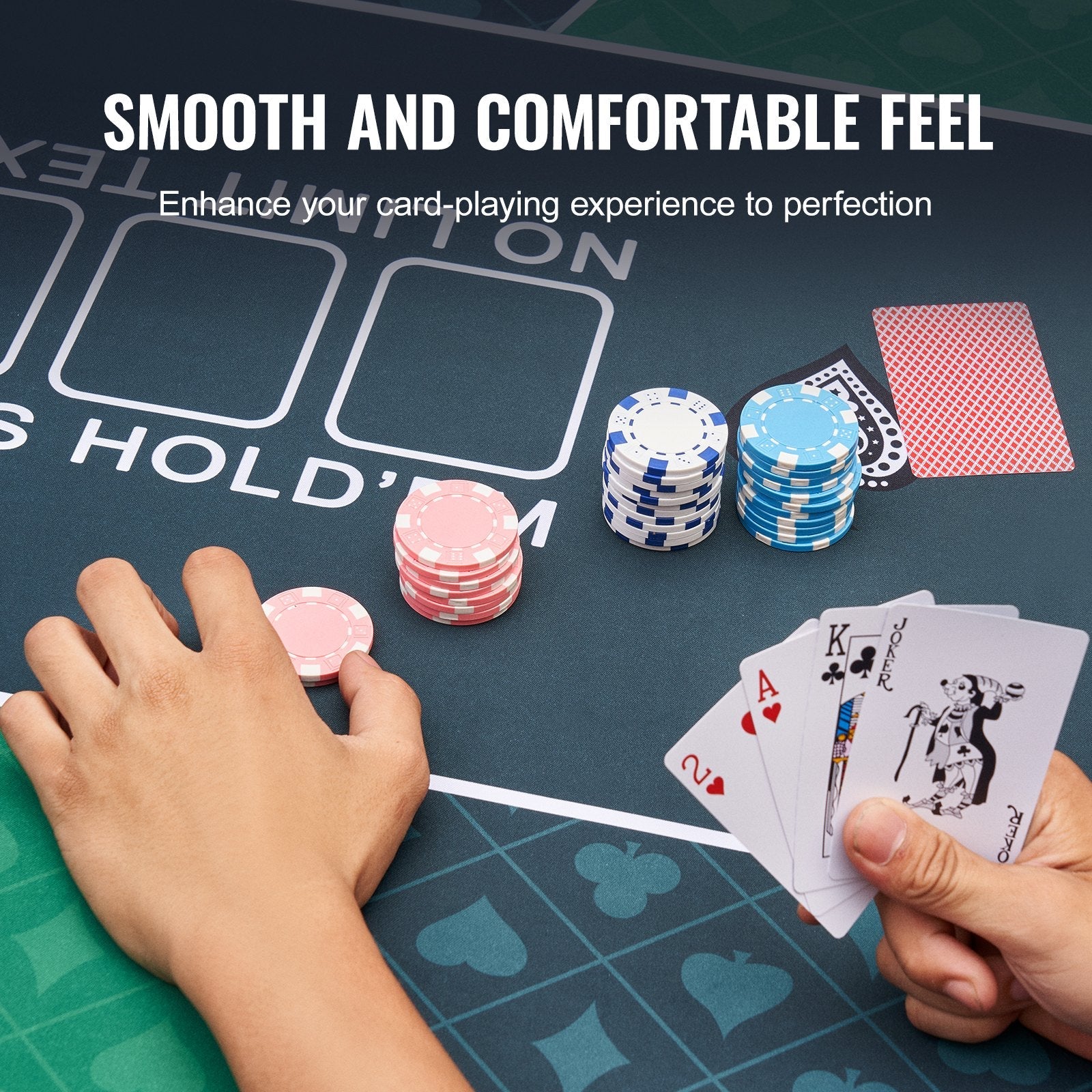 VEVOR Poker Table Top 70 x 35 Inch Poker Mat 6-8 Players Foldable with Bag Green 