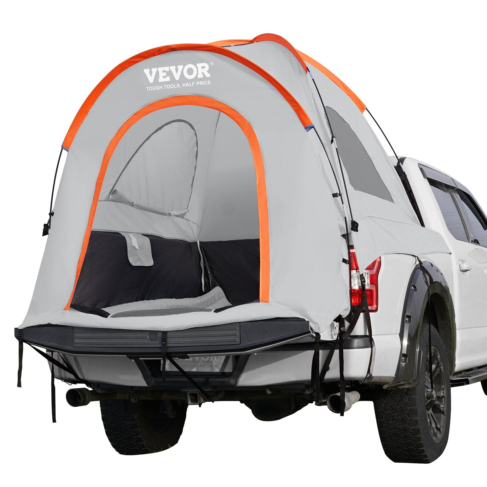 VEVOR Truck Bed Tent, 5.5'-6' Pickup Truck Tent with Rain Layer and Carry Bag, Waterproof PU2000mm Double Layer Truck Tent for Camping, Accommodate 2-3 Person, for Camping Traveling Outdoor Activities 