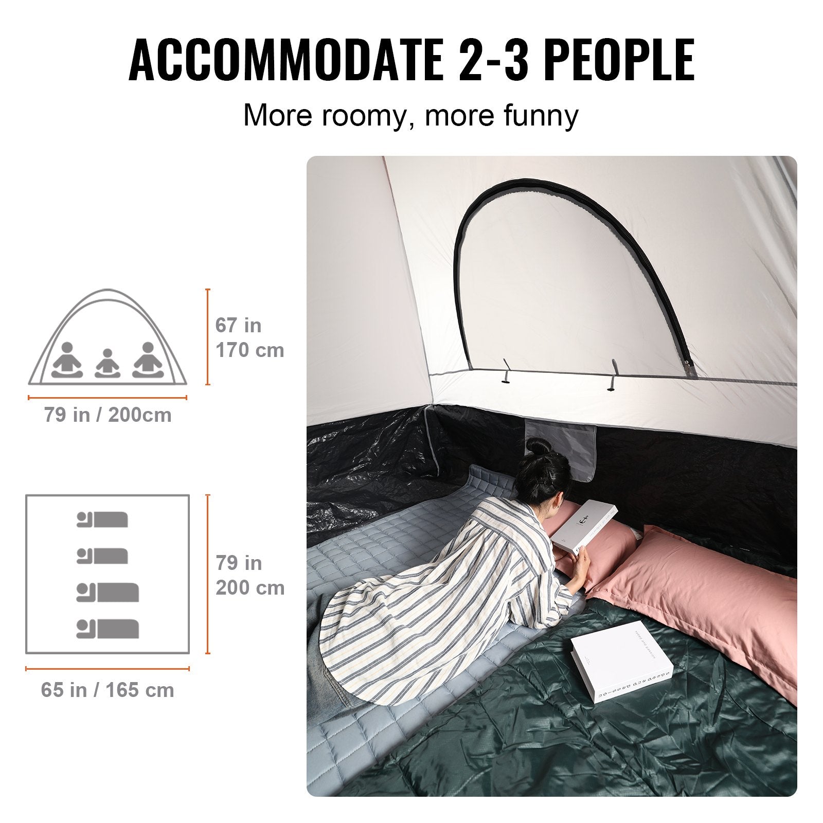 VEVOR Truck Bed Tent, 6.4'-6.7' Pickup Truck Tent with Rain Layer and Carry Bag, Waterproof PU2000mm Double Layer Truck Tent, Accommodate 2-3 Person, for Camping Traveling Outdoor Activities 