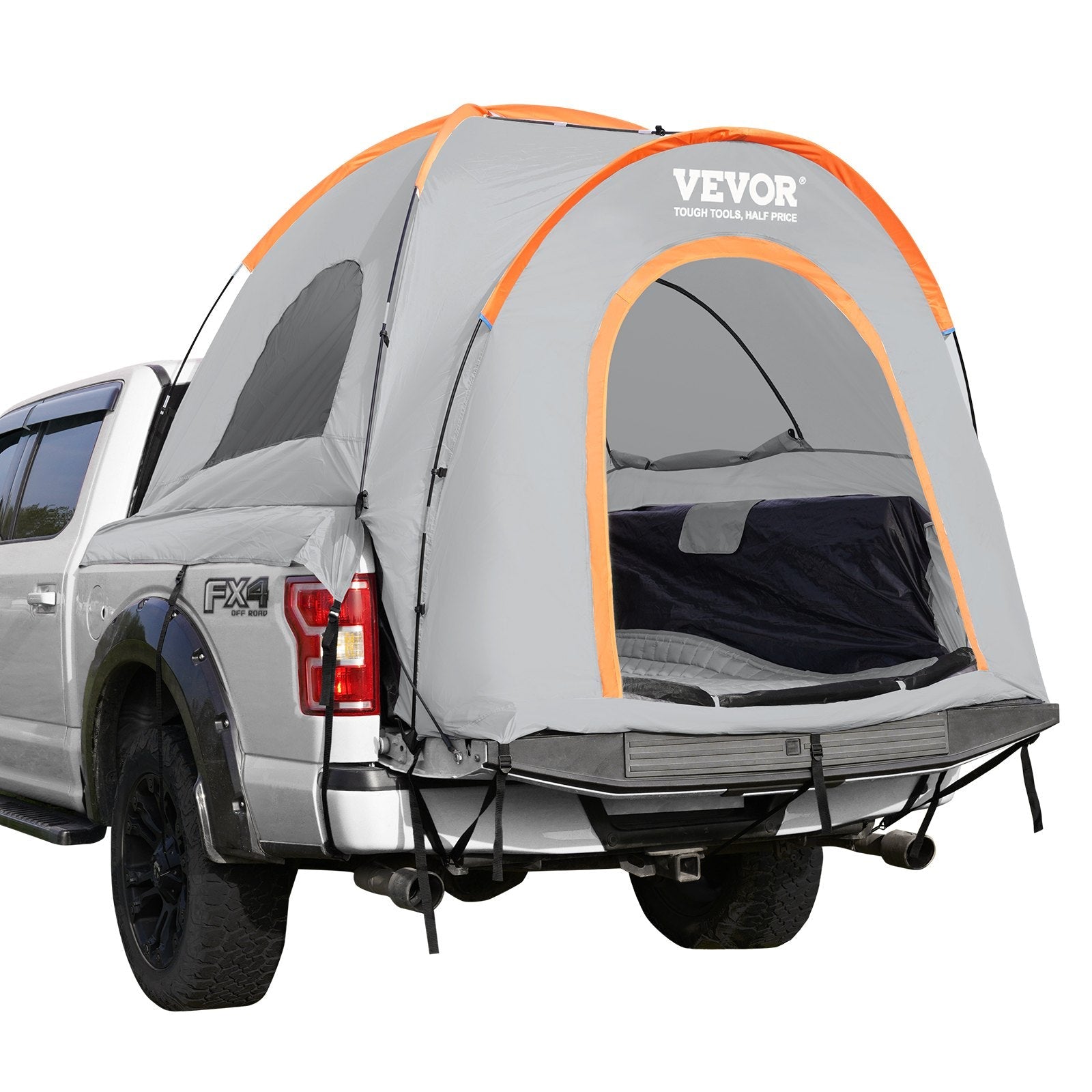VEVOR Truck Bed Tent, 6.4'-6.7' Pickup Truck Tent with Rain Layer and Carry Bag, Waterproof PU2000mm Double Layer Truck Tent, Accommodate 2-3 Person, for Camping Traveling Outdoor Activities 