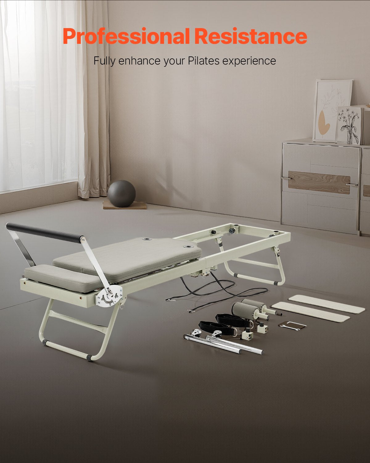 VEVOR Foldable Pilates Reformer Pilates Machine Home Gym Workout Equipment 