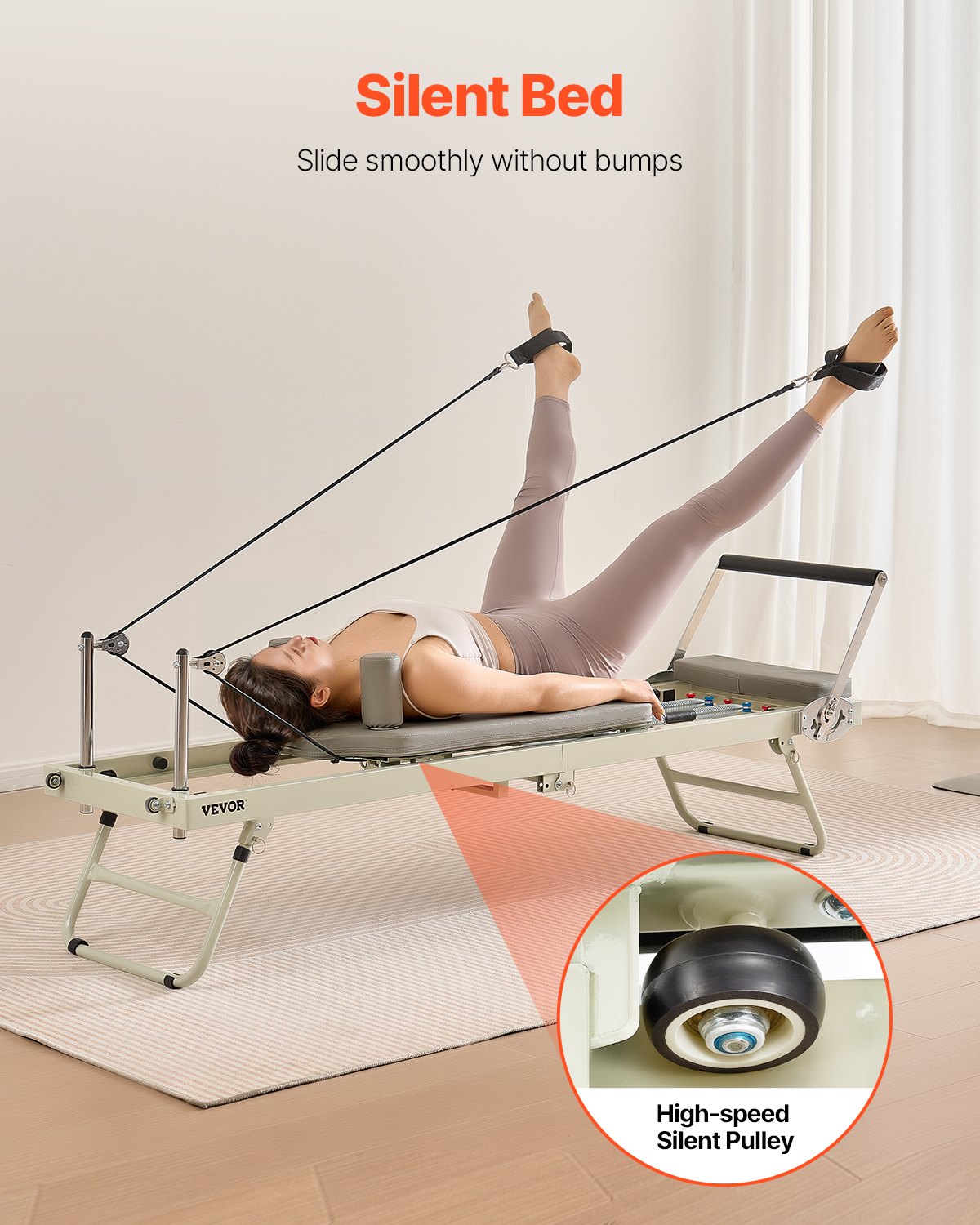 VEVOR Foldable Pilates Reformer Pilates Machine Home Gym Workout Equipment 
