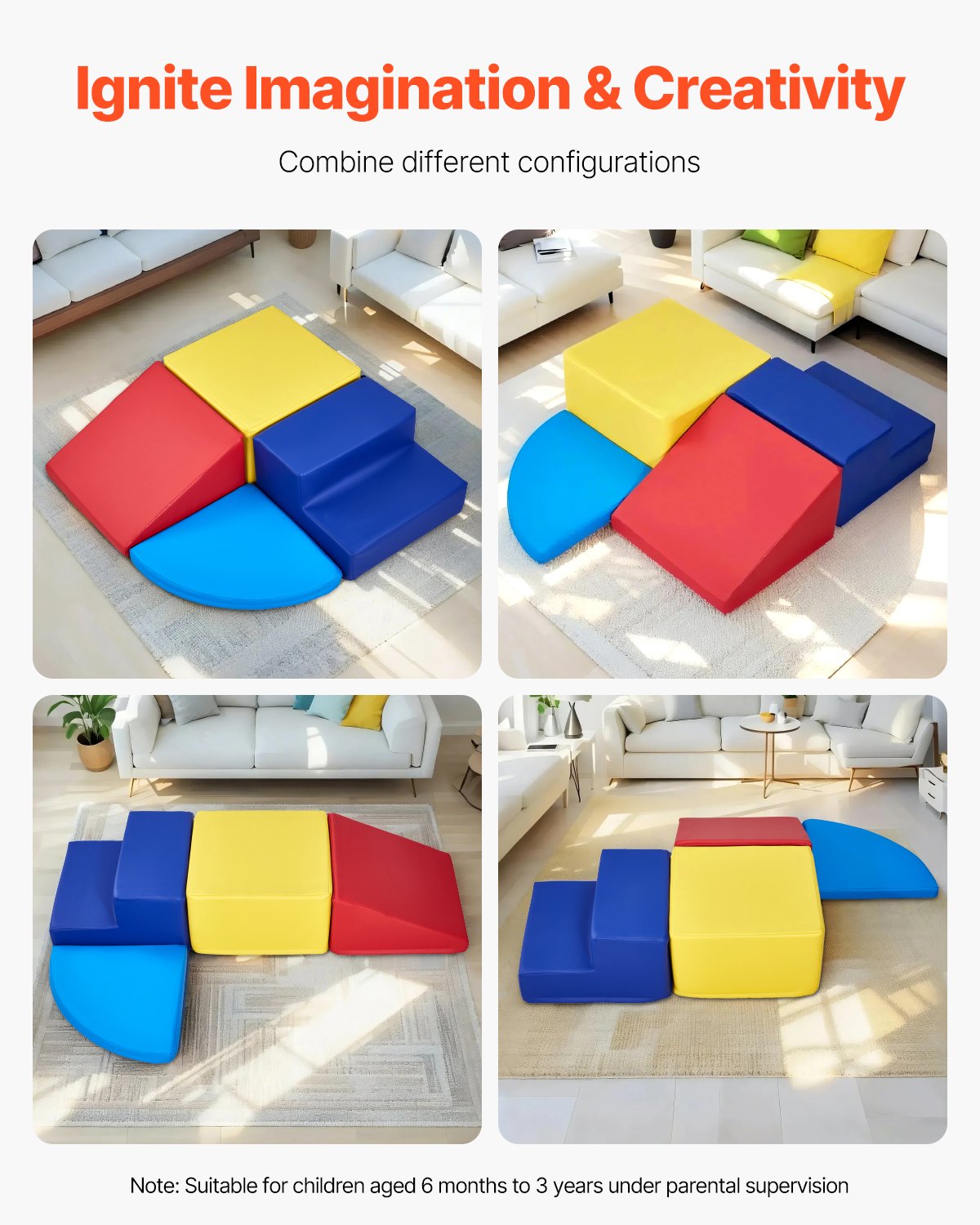 VEVOR Climbing Toys 4 Piece Foam Climbing Blocks for Toddlers and Preschoolers 