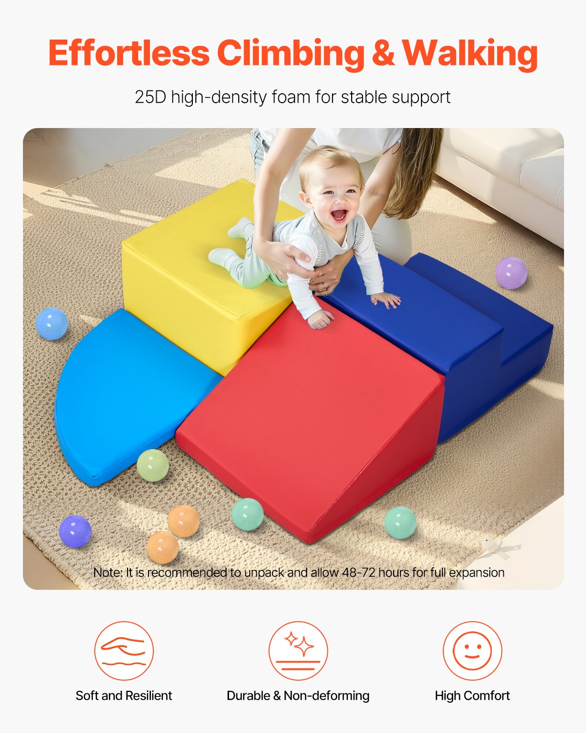 VEVOR Climbing Toys 4 Piece Foam Climbing Blocks for Toddlers and Preschoolers 