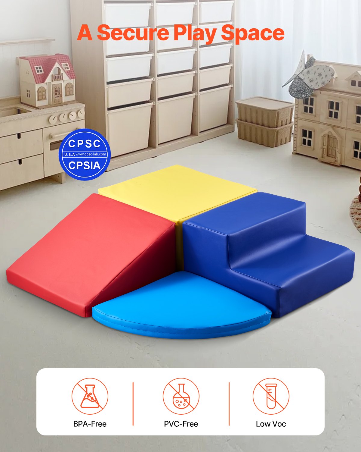 VEVOR Climbing Toys 4 Piece Foam Climbing Blocks for Toddlers and Preschoolers 