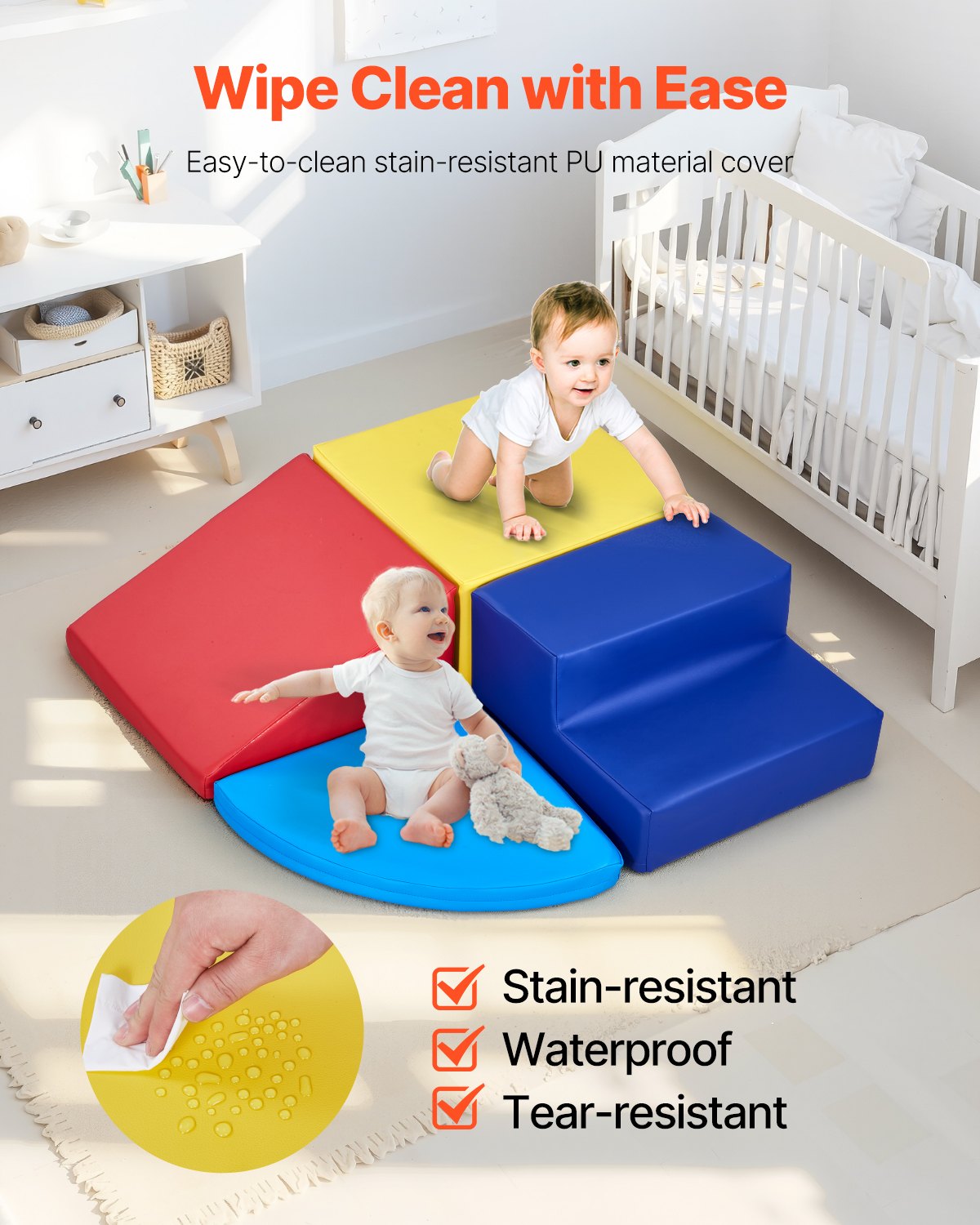 VEVOR Climbing Toys 4 Piece Foam Climbing Blocks for Toddlers and Preschoolers 