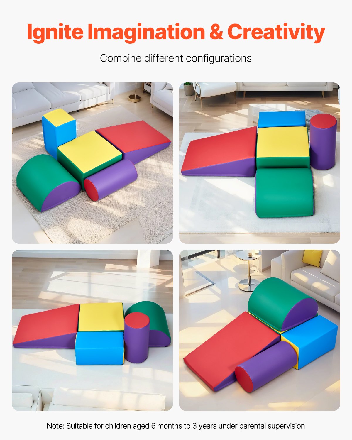 VEVOR Climbing Toys 5 Piece Foam Climbing Blocks for Toddlers and Preschoolers 
