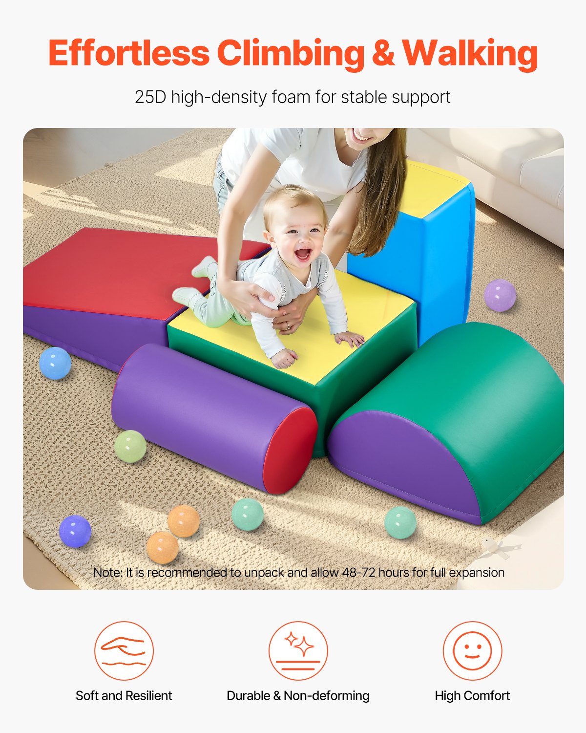 VEVOR Climbing Toys 5 Piece Foam Climbing Blocks for Toddlers and Preschoolers 