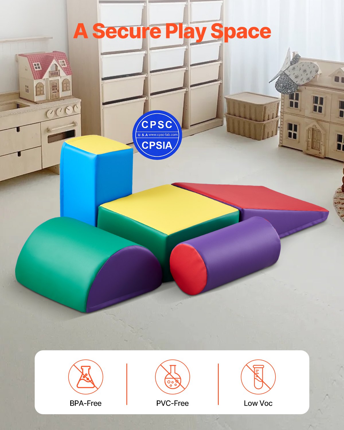 VEVOR Climbing Toys 5 Piece Foam Climbing Blocks for Toddlers and Preschoolers 
