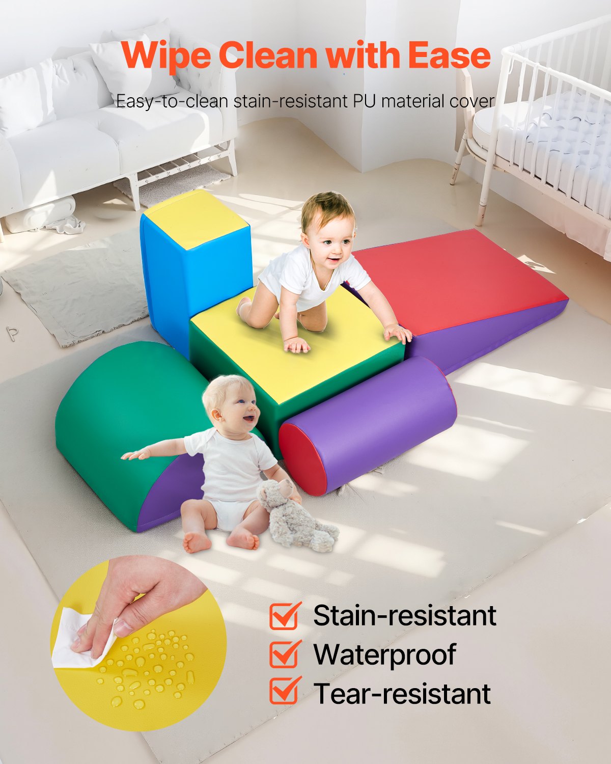 VEVOR Climbing Toys 5 Piece Foam Climbing Blocks for Toddlers and Preschoolers 