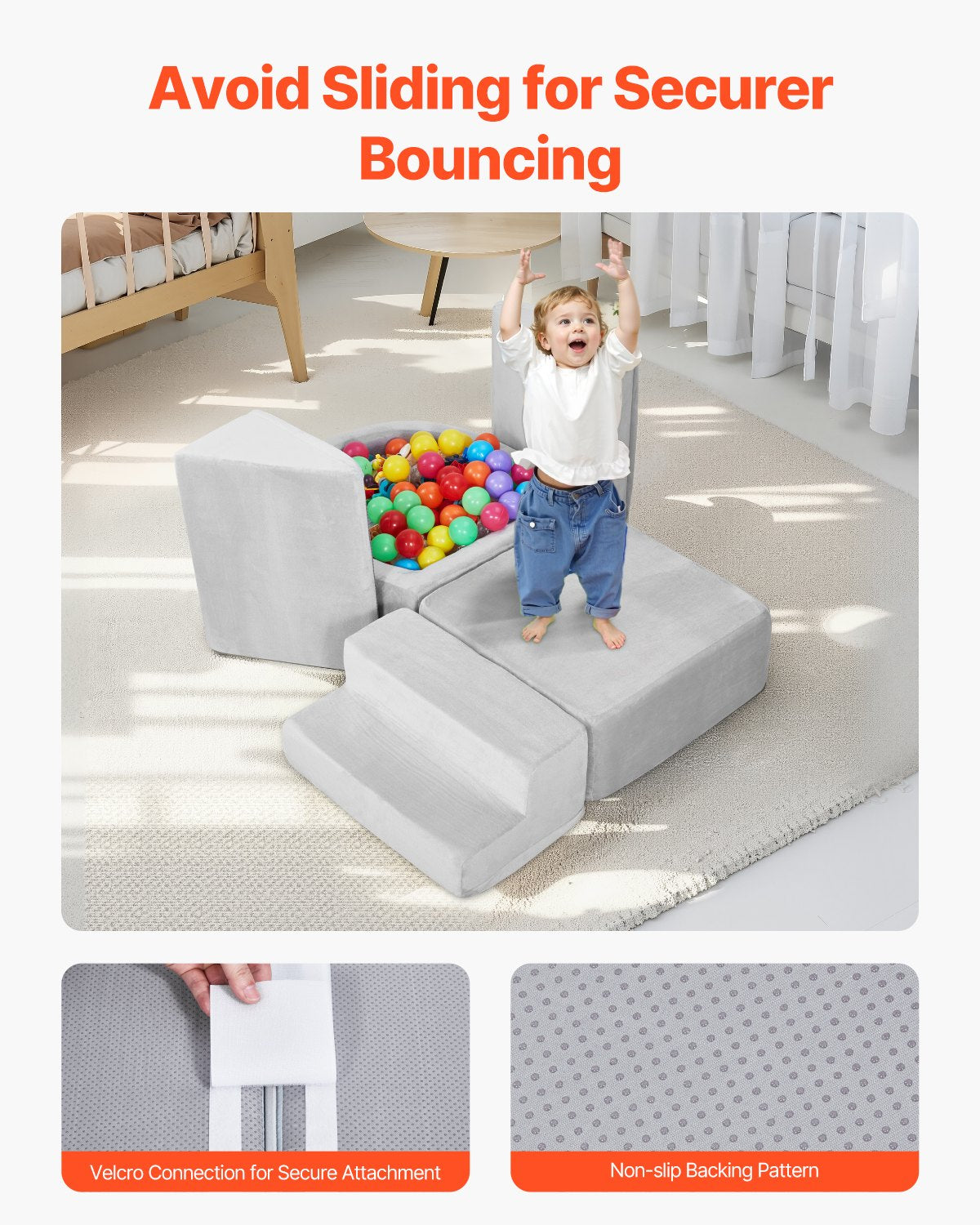 VEVOR Climbing Toys 5 Piece Foam Climbing Blocks with Ball Pit for Toddlers 