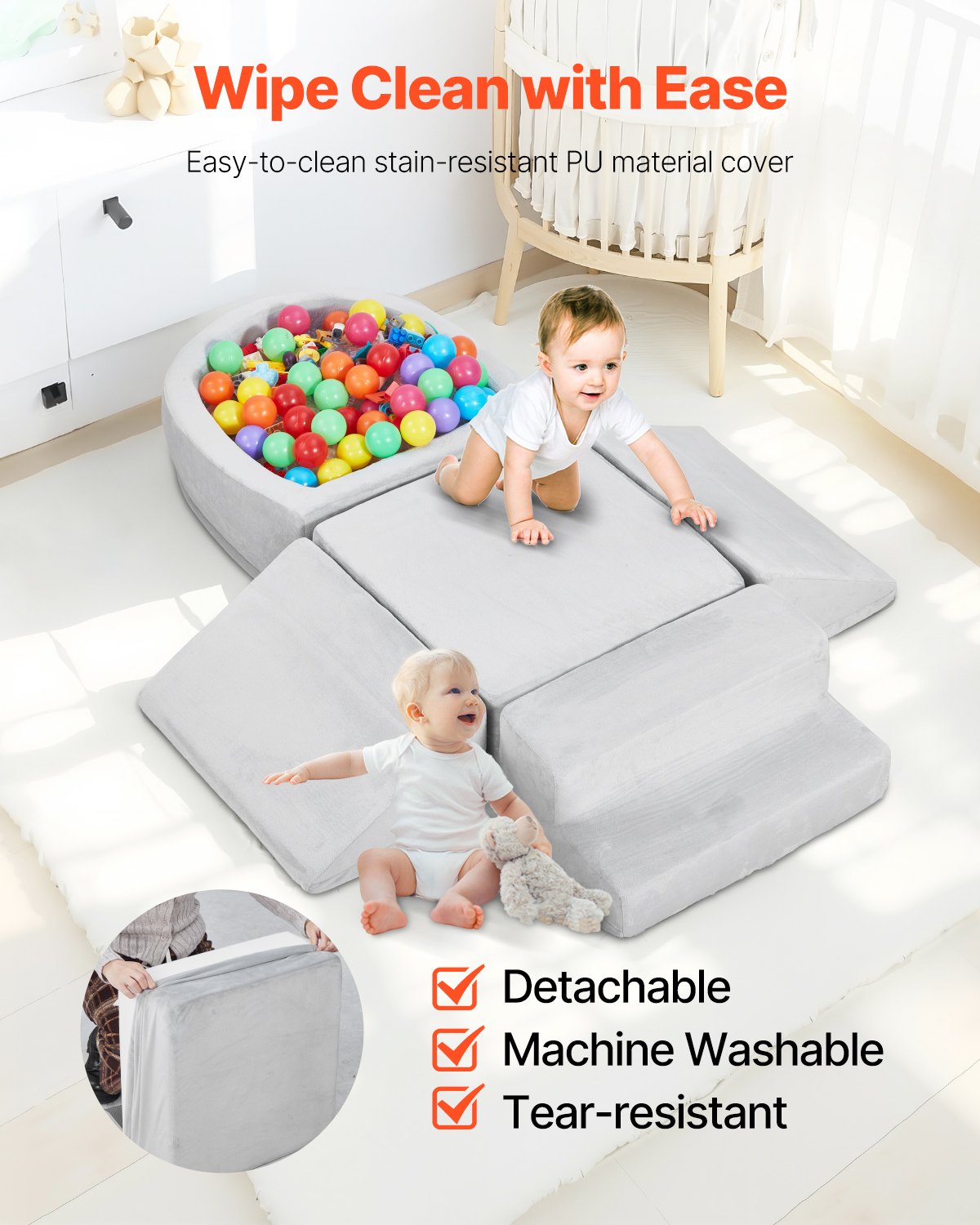 VEVOR Climbing Toys 5 Piece Foam Climbing Blocks with Ball Pit for Toddlers 