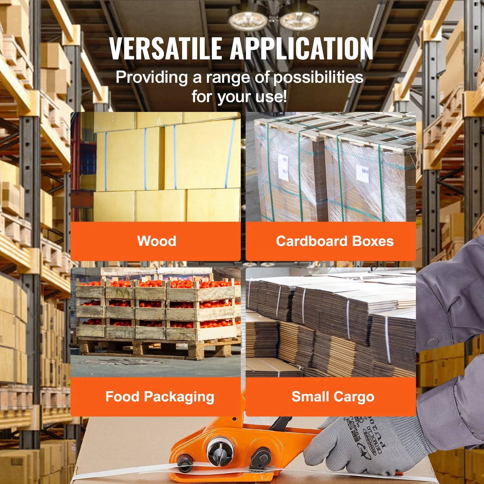 VEVOR Banding Strapping Kit with Strapping Tensioner Tool, Banding Sealer Tool, 3280 ft Length PP Band, 1000 Metal Seals, Pallet Packaging Strapping Banding Kit Banding Packaging Strapping for Packing