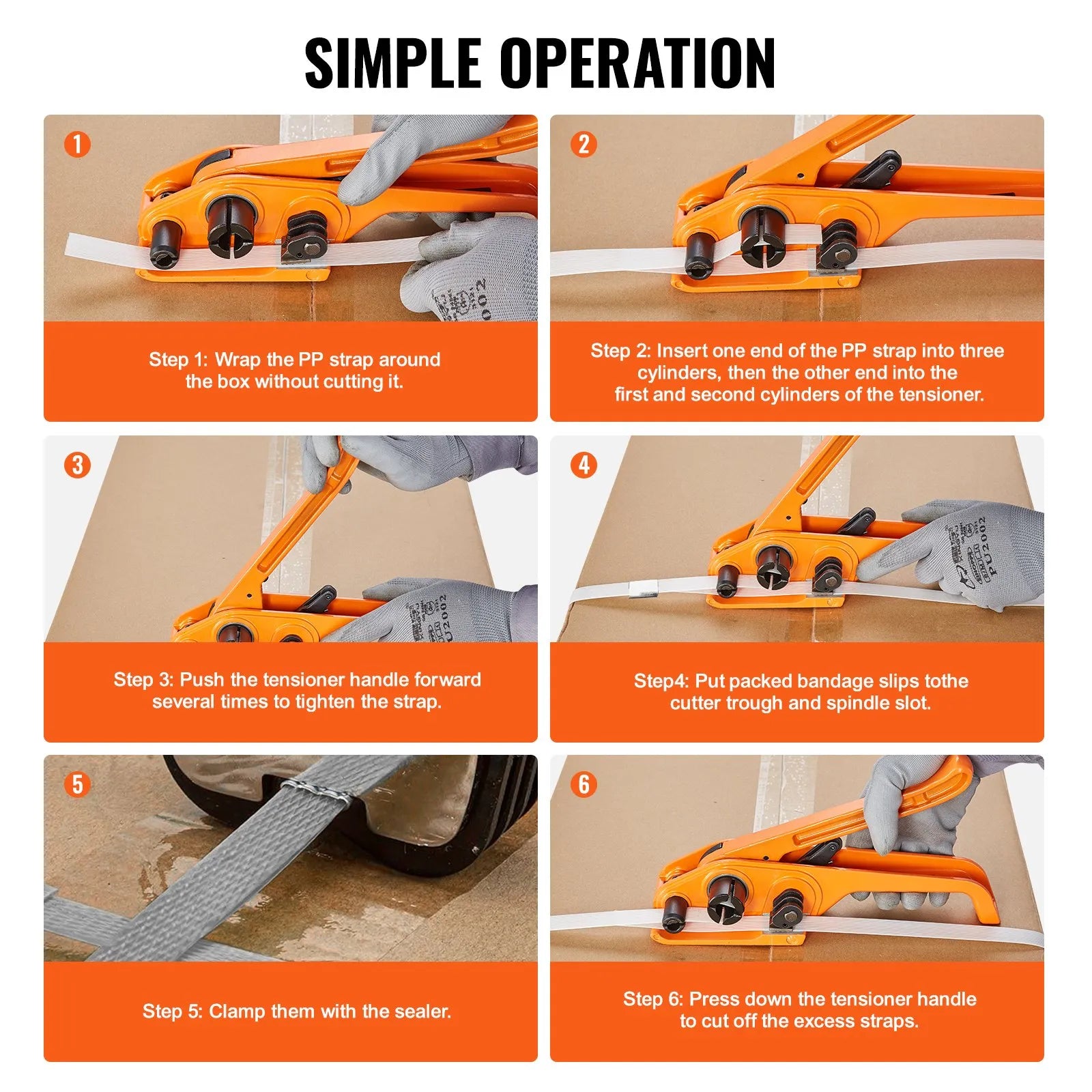 VEVOR Banding Strapping Kit with Strapping Tensioner Tool, Banding Sealer Tool, 328 ft Length PP Band, 100 Metal Seals, Pallet Packaging Strapping Banding Kit, Banding Packaging Strapping for Packing