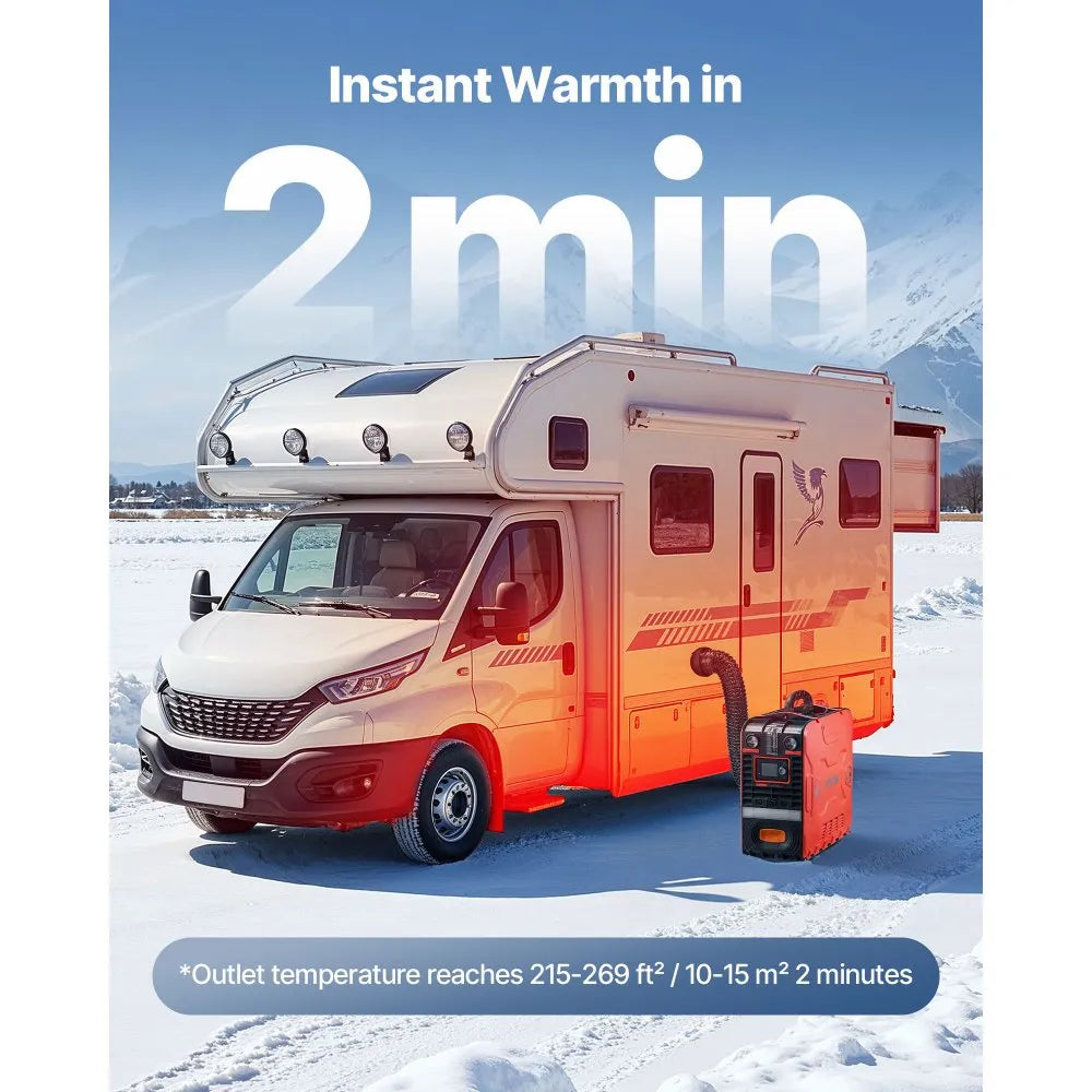 8KW Portable Diesel Air Heater with Bluetooth App, Remote Control & LCD Screen – 12V/110V