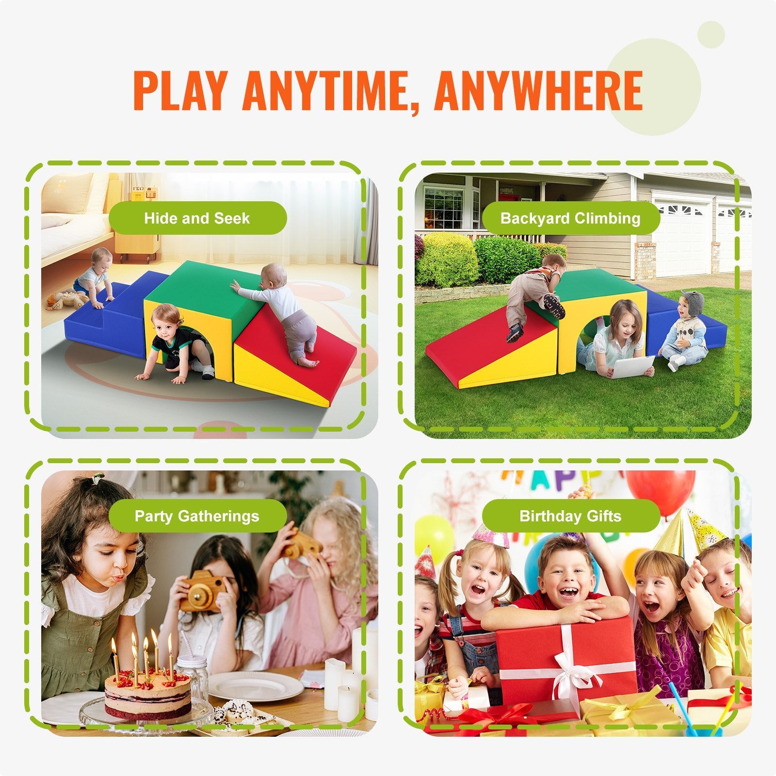VEVOR Single Tunnel Climber, Toddler Playset, Foam Climbing Blocks for Toddlers, Kids Tunnel Maze with Stairs and Ramp, Indoor for Toddlers and Preschoolers Easy to Clean, 3 pcs (Assorted) 