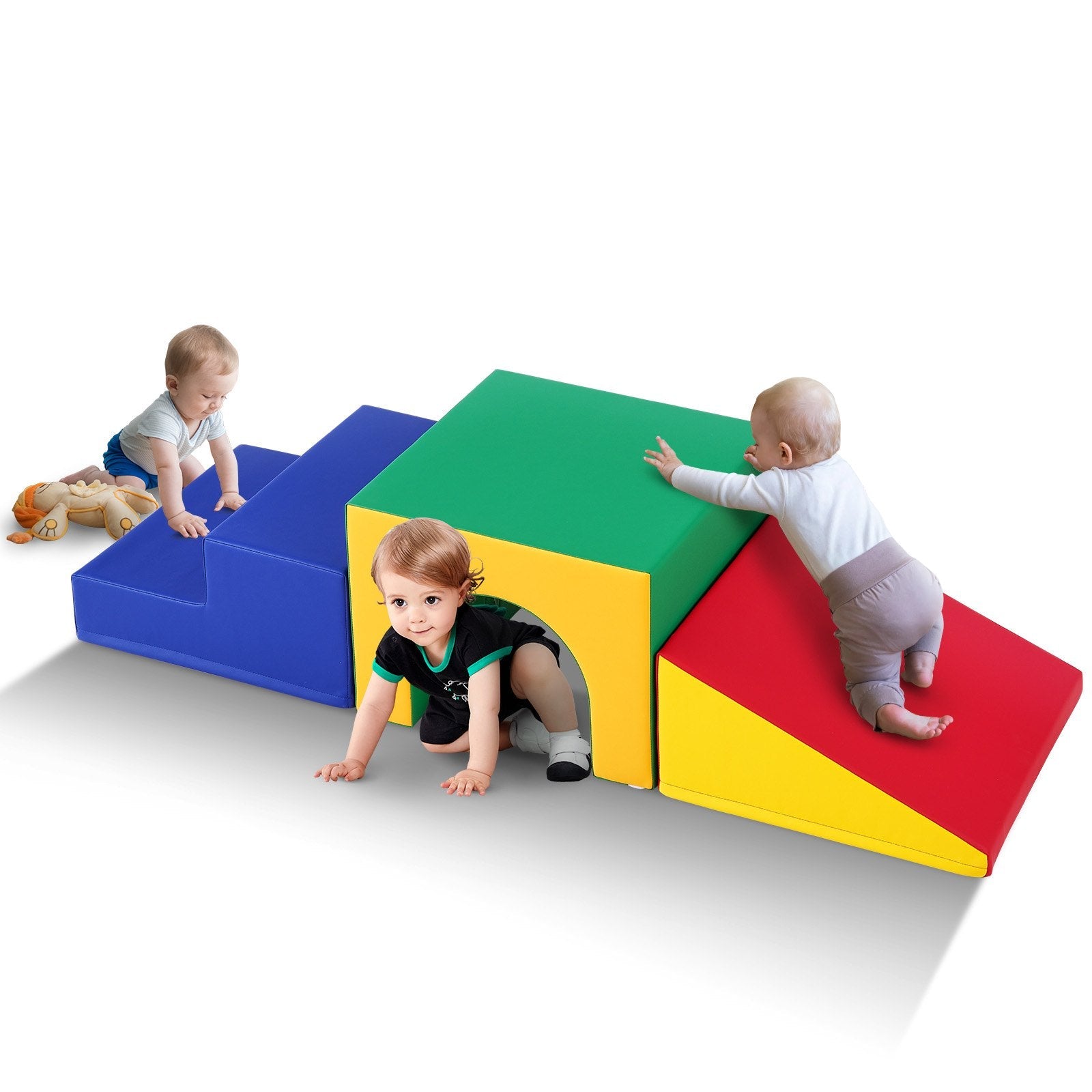 VEVOR Single Tunnel Climber, Toddler Playset, Foam Climbing Blocks for Toddlers, Kids Tunnel Maze with Stairs and Ramp, Indoor for Toddlers and Preschoolers Easy to Clean, 3 pcs (Assorted) 