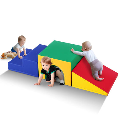 VEVOR Single Tunnel Climber, Toddler Playset, Foam Climbing Blocks for Toddlers, Kids Tunnel Maze with Stairs and Ramp, Indoor for Toddlers and Preschoolers Easy to Clean, 3 pcs (Assorted) 