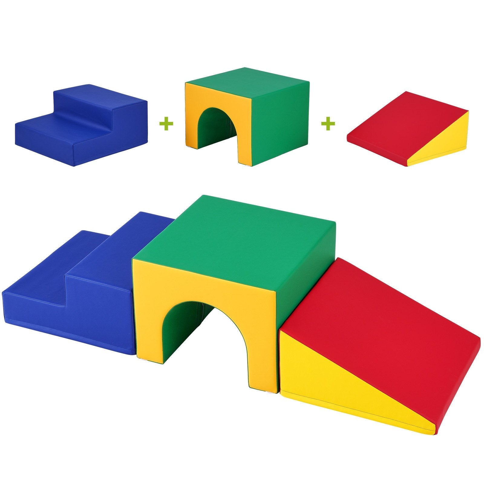 VEVOR Single Tunnel Climber, Toddler Playset, Foam Climbing Blocks for Toddlers, Kids Tunnel Maze with Stairs and Ramp, Indoor for Toddlers and Preschoolers Easy to Clean, 3 pcs (Assorted) 