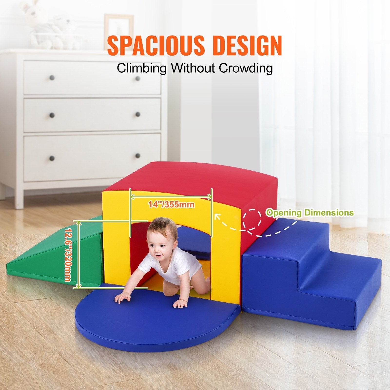 VEVOR Toddler Climbing Toys Indoor, 5 Piece Climb, Crawl and Tunnel Soft Play Equipment, Foam Climbing Toys, Kids Tunnel Maze with Stairs and Ramp,Indoor for Preschoolers Easy to Clean (Assorted) 