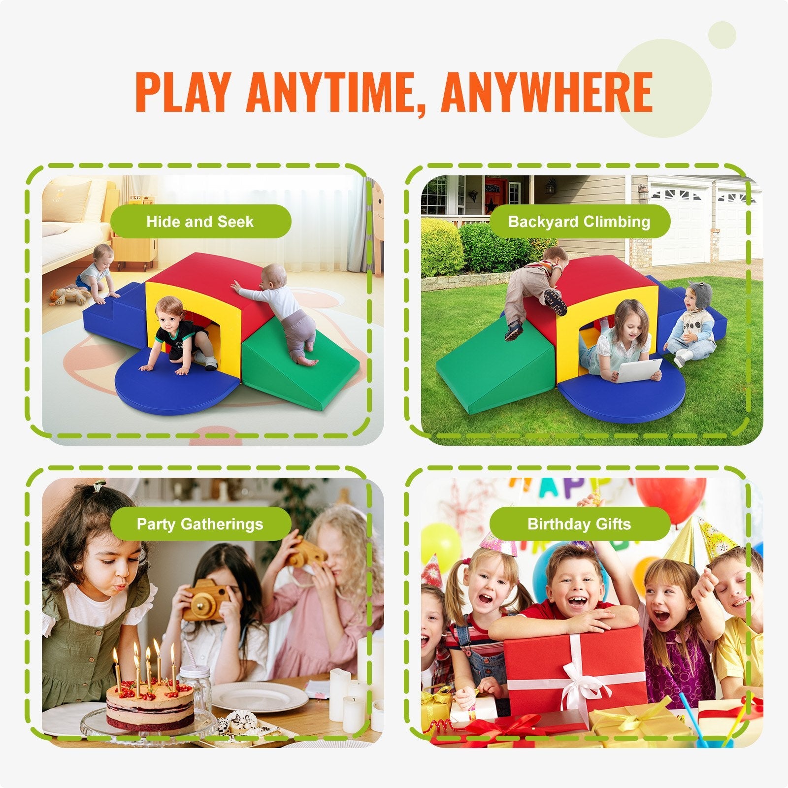 VEVOR Toddler Climbing Toys Indoor, 5 Piece Climb, Crawl and Tunnel Soft Play Equipment, Foam Climbing Toys, Kids Tunnel Maze with Stairs and Ramp,Indoor for Preschoolers Easy to Clean (Assorted) 