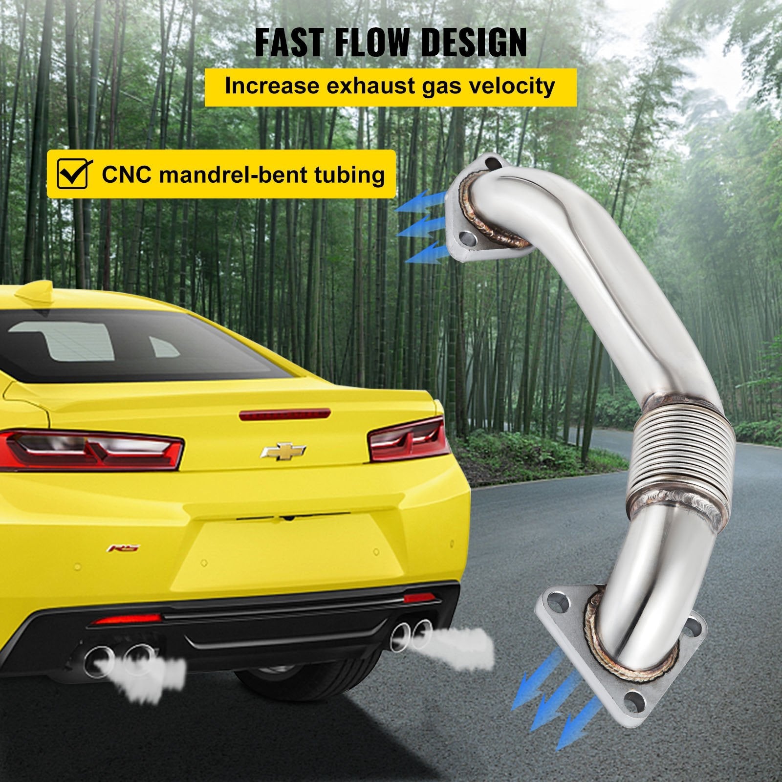 Bolt On Passenger Side Up-Pipe w/ Gaskets For LB7 LLY LBZ LMM LML 6.6L 2001-2016 Duramax 