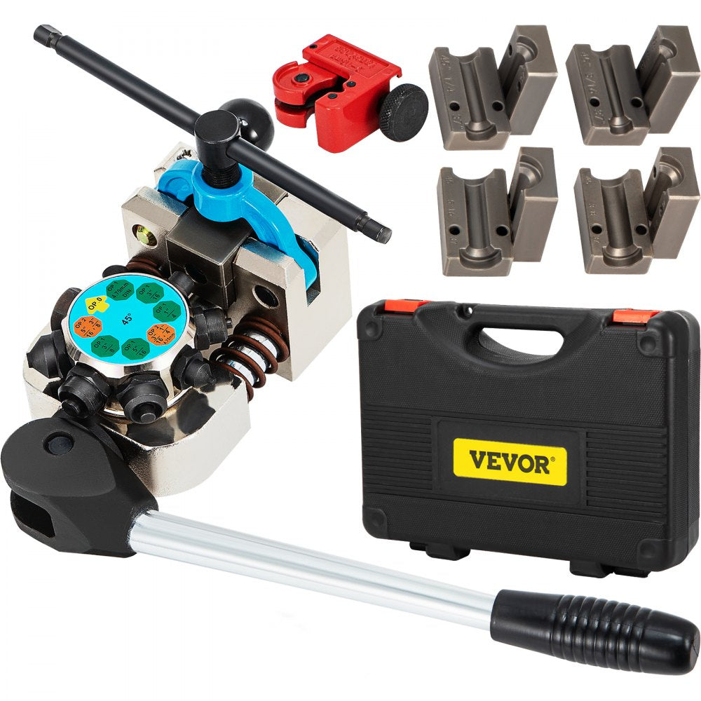 VEVOR Brake Line Flaring Tool, 45 Degree Single, Double, and Bubble Flares for 3/16", 1/4", 5/16" and 3/8" Tube Size, Suitable for Soft Metal of Copper Lines 