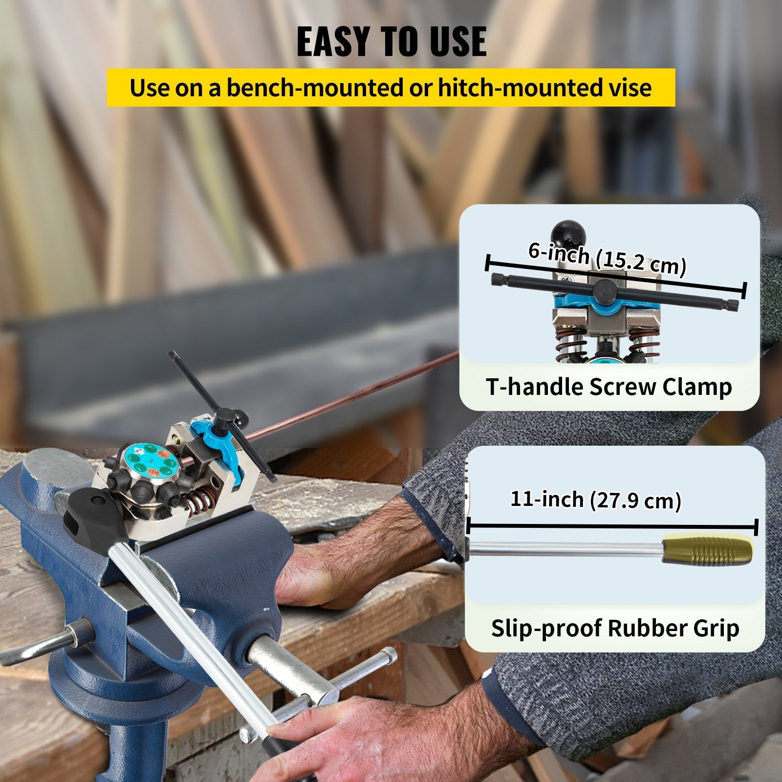 VEVOR Brake Line Flaring Tool, 37 & 45 Degree Single, Double, and Bubble Flares for 3/16", 1/4", 5/16" and 3/8" Tube Size, Suitable for Soft Metal of Copper Lines 