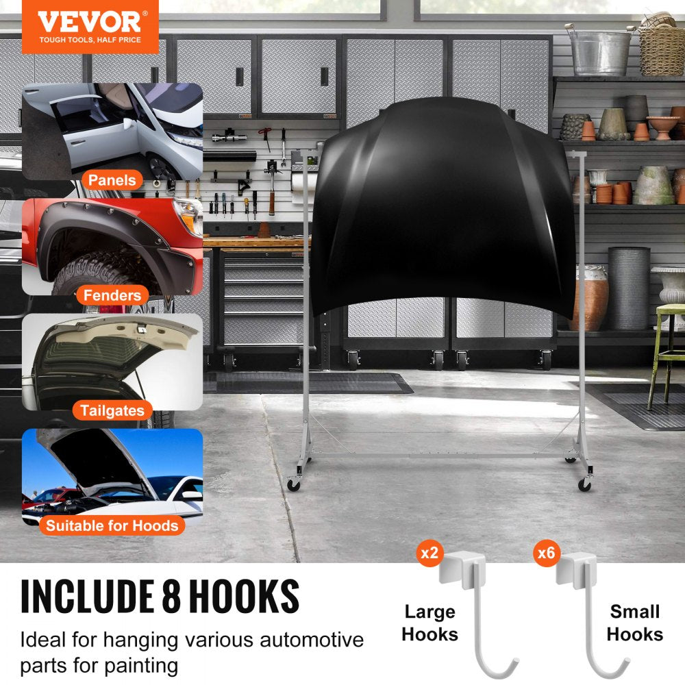 VEVOR Painting Rack Adjustable Paint Hanger 8 Hooks Auto Body Painting Stand 