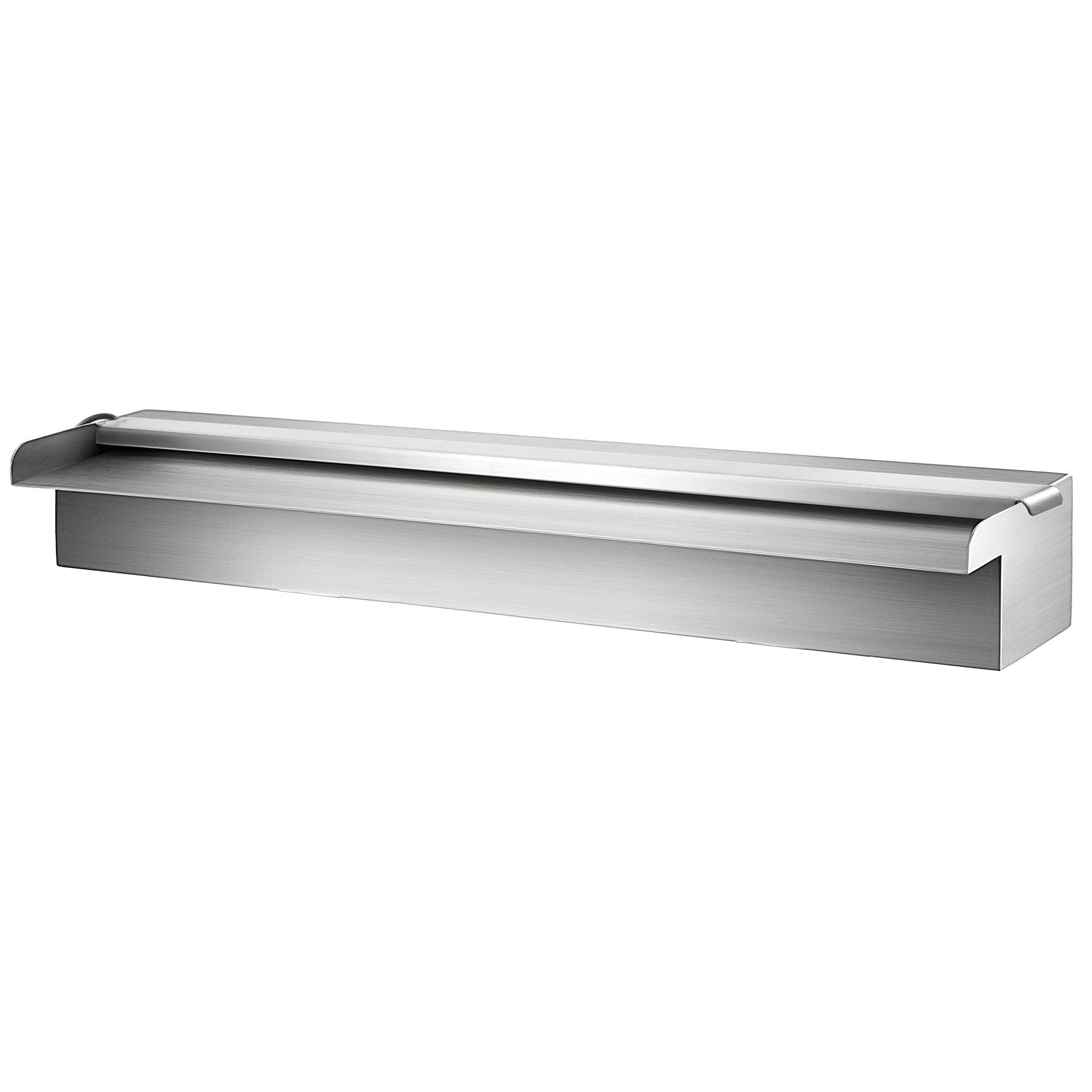 23.6" x 4.5" x 3.1" Stainless Steel Decorative Waterfall Pool Fountain  With LED Strip Light For Garden Pond Indoors And Outdoors 