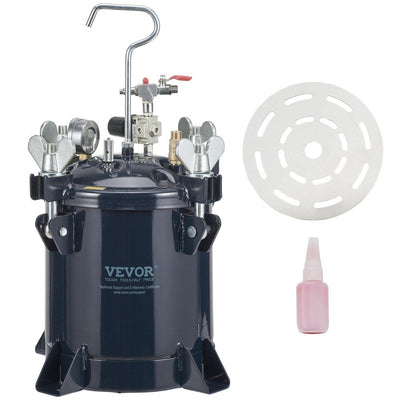 VEVOR 10L/2.5gal Spray Paint Pressure Pot Tank,  70PSI Max Air Paint Pressure Pot, Metal Rack and Leak Repair Sealant for Industry Home Decor Architecture Construction Automotive Painting 