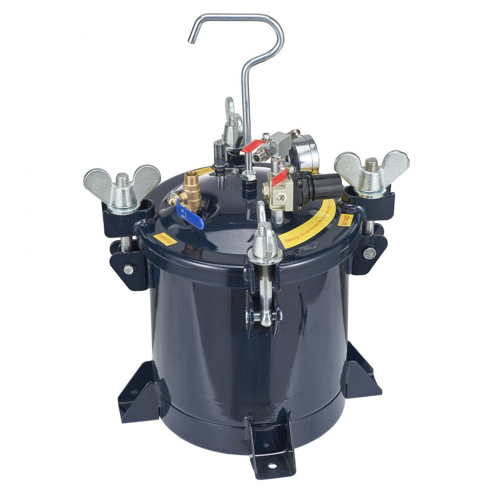 VEVOR 10L/2.5gal Spray Paint Pressure Pot Tank,  70PSI Max Air Paint Pressure Pot, Metal Rack and Leak Repair Sealant for Industry Home Decor Architecture Construction Automotive Painting 