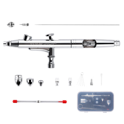 VEVOR Airbrush Gun, 0.3 mm and 0.5 mm Dual Action Gravity Feed Airbrush, Airbrush Kit with 2/7/12ml Copper Cups and Cleaning Accessories, Air Brush Gun for Painting Models, Cakes, Desserts, Nail Art 