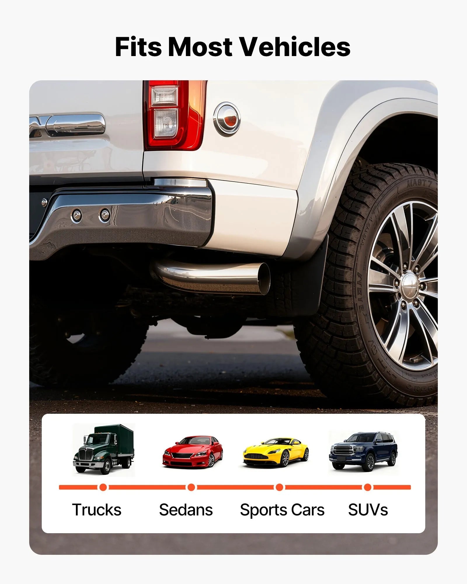 VEVOR Elbow Exhaust Tip, 4 Inch Inlet, 5 Inch Outlet, 23 in Overall Length, Chrome Turn Down Exhaust Tip with Clamp for Truck, Sedan, Sports Car, SUV, Chrome Structure for High Temperature Resistance 