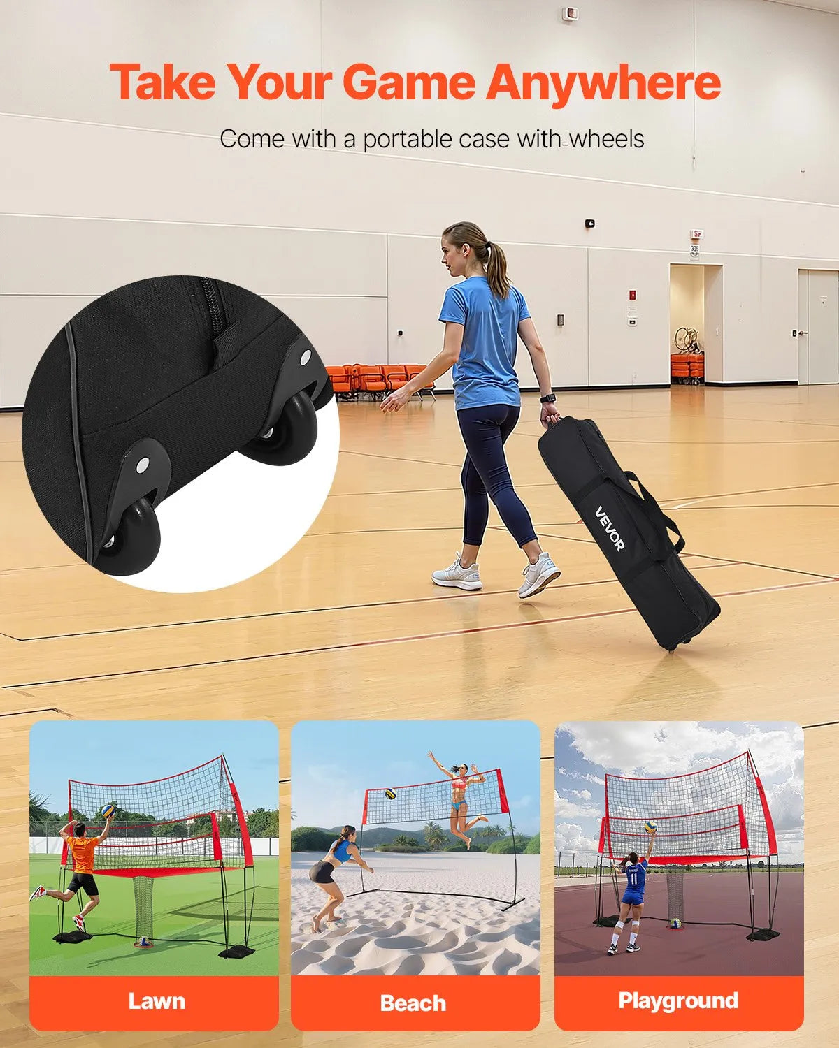 VEVOR Volleyball Training Net System Portable Practice Equipment Indoor Outdoor