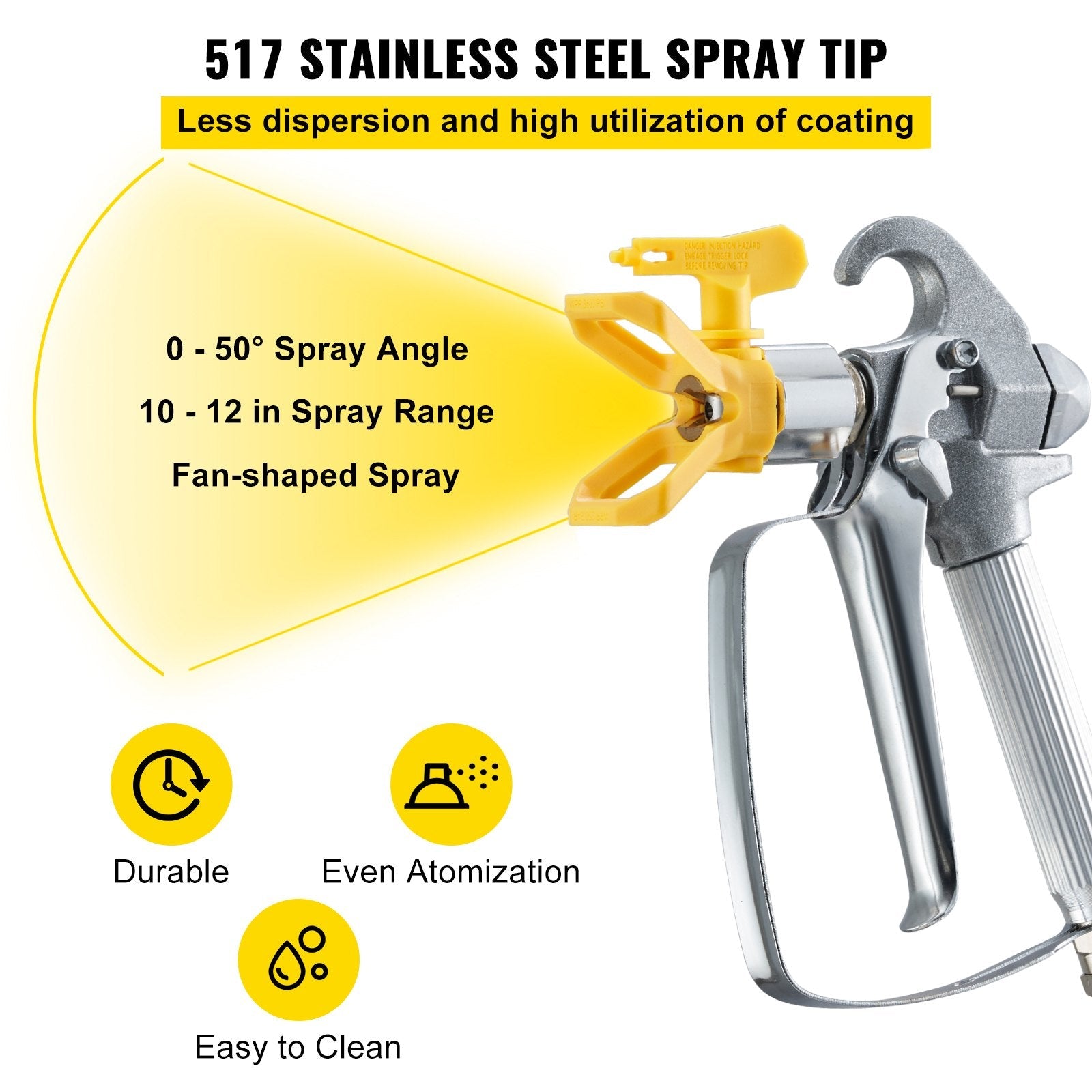 VEVOR Airless Paint Spray Hose Kit 50ft 1/4in Swivel Joint 3600psi with 517 Tip 