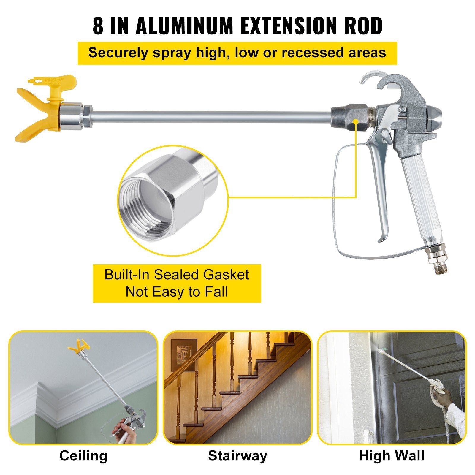 VEVOR Airless Paint Spray Hose Kit 50ft 1/4in Swivel Joint 3600psi with 517 Tip 