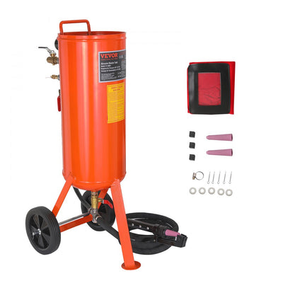 VEVOR 10 Gallon Heavy-Duty Sand Blaster, 60-110 PSI High Pressure Sandblaster, Portable Abrasive Blasting Tank, Air Sand Blasting Kit with 2 Ceramic Nozzles & 7.5ft Hose for Stain, Rust, Paint Removal 