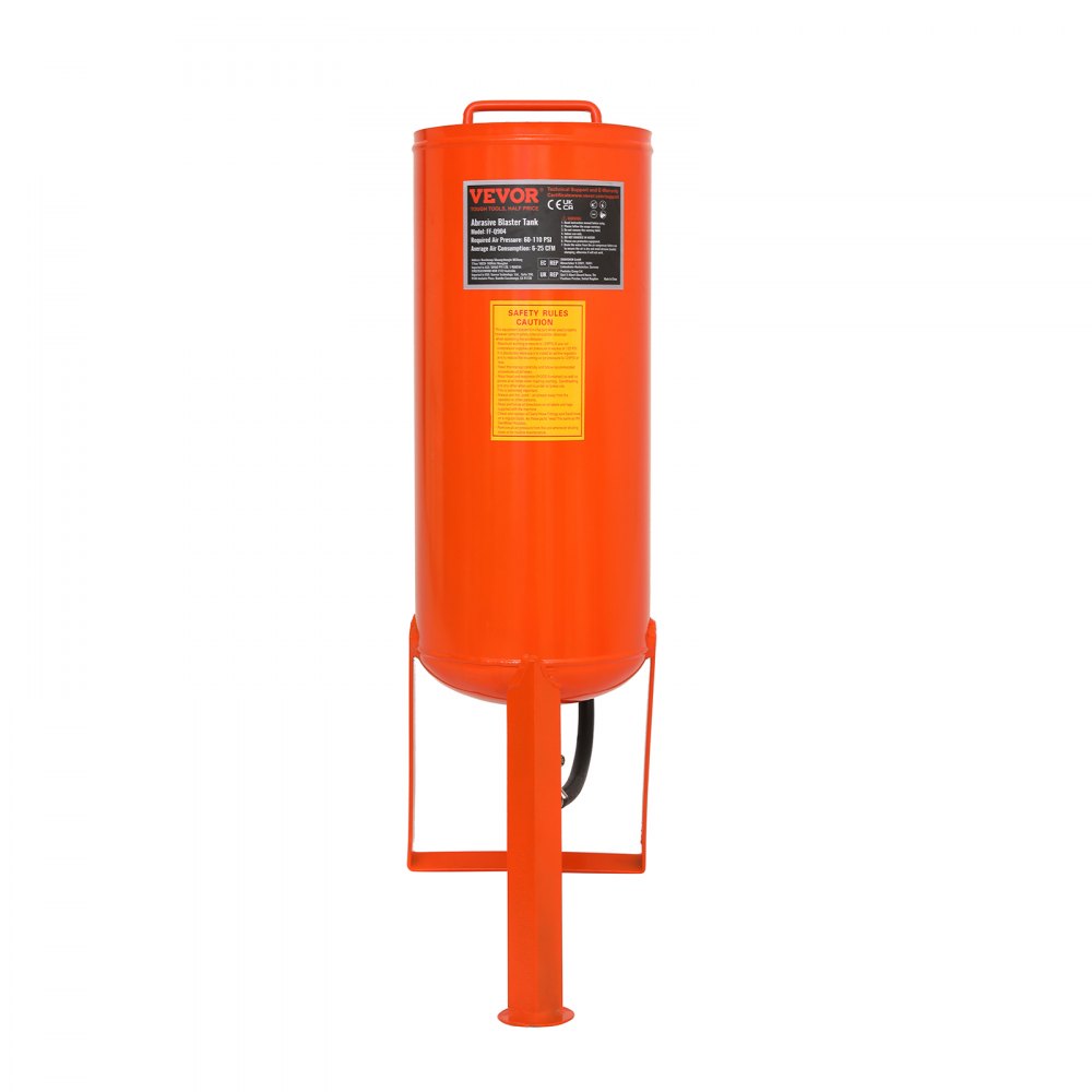 VEVOR 10 Gallon Heavy-Duty Sand Blaster, 60-110 PSI High Pressure Sandblaster, Portable Abrasive Blasting Tank, Air Sand Blasting Kit with 2 Ceramic Nozzles & 7.5ft Hose for Stain, Rust, Paint Removal 