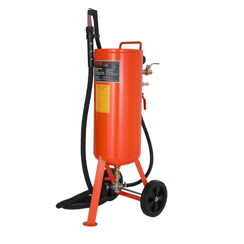 VEVOR 10 Gallon Heavy-Duty Sand Blaster, 60-110 PSI High Pressure Sandblaster, Portable Abrasive Blasting Tank, Air Sand Blasting Kit with 2 Ceramic Nozzles & 7.5ft Hose for Stain, Rust, Paint Removal 